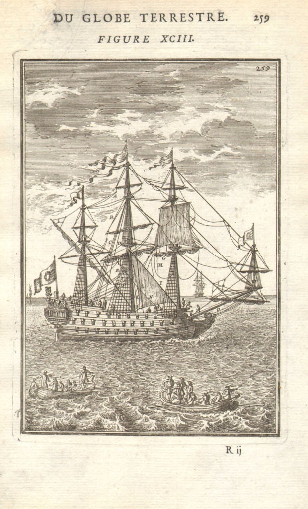 SHIPS ROPES. Agreils/cordages d'un Vaisseau I. 17th century. MALLET 1683 print